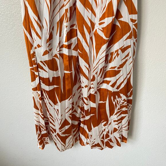 Lulus‎ Dress Womens Small Orange Cream Kalena Maxi Halter Pleated Palm Tree Boho - Picture 6 of 15